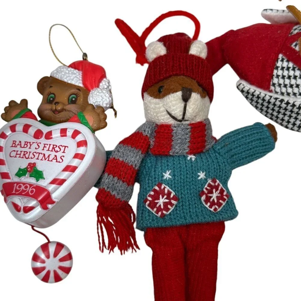Christmas Ornaments Bundle Retro Animals Holiday Decor Crafts Mix